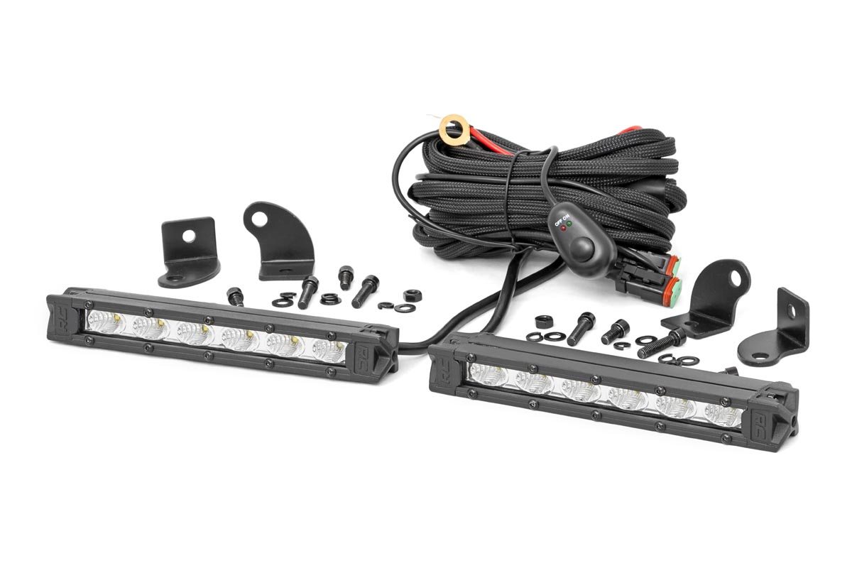 LED Light Bar (Pair) - Rough Country - Slim Line - Chrome